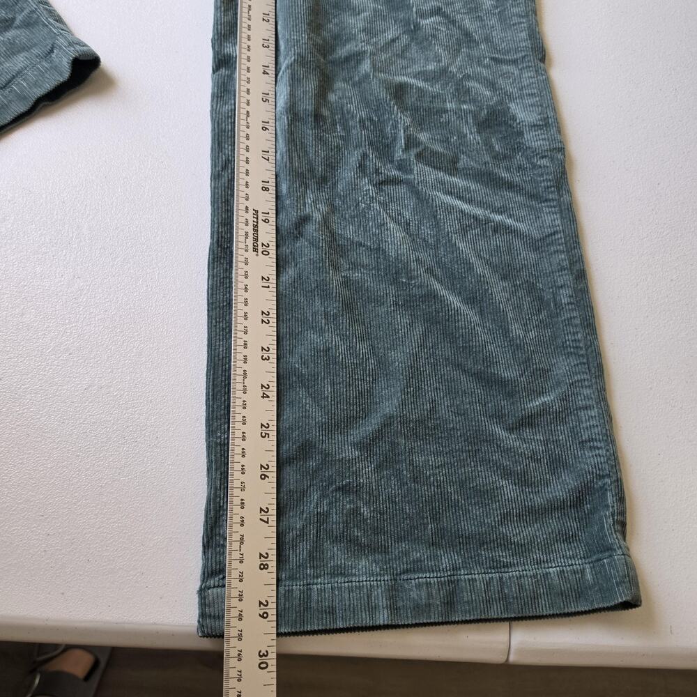 Pilcro Overalls Womens 27 Green Corduroy V Neck Wide Leg Zip Front Pockets - Picture 11 of 13